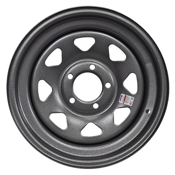 15x5 5-Lug on 4.5" Galvstar Spoke Trailer Wheel - Silver Pebbled