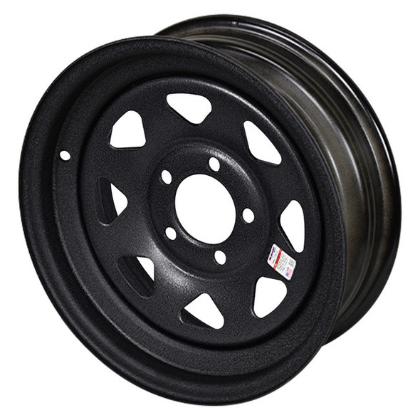 15X5 5-Lug on 4.5" Galvstar Spoke Trailer Wheel - Black Pebbled