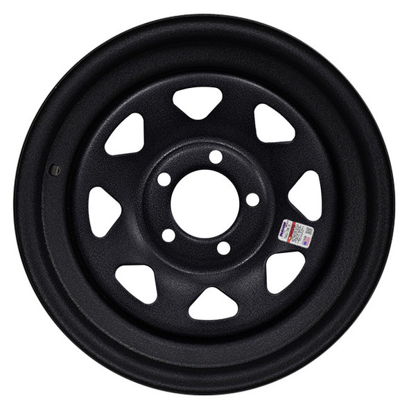 15X5 5-Lug on 4.5" Galvstar Spoke Trailer Wheel - Black Pebbled