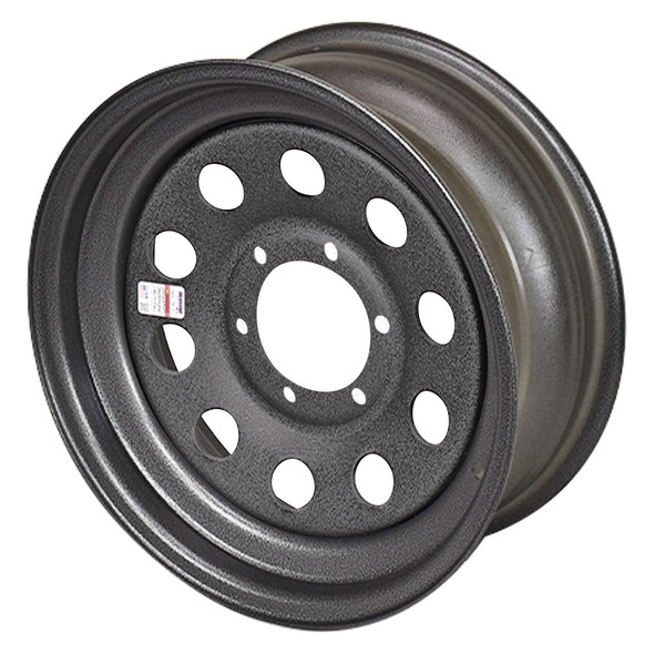 15x6 6-Lug on 5.5" Galvstar Mod Trailer Wheel - Silver Pebbled