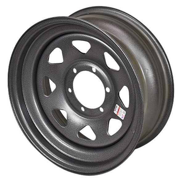 15x6 6 on 5.5" Galvstar Spoke Trailer Wheel - Silver Pebbled
