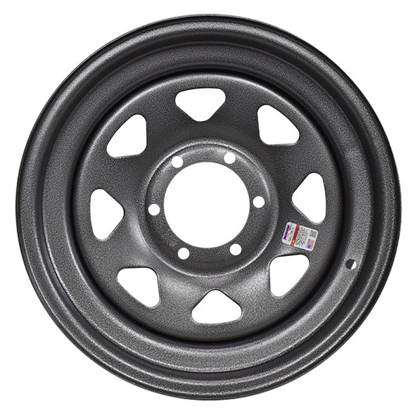 15x6 6 on 5.5" Galvstar Spoke Trailer Wheel - Silver Pebbled