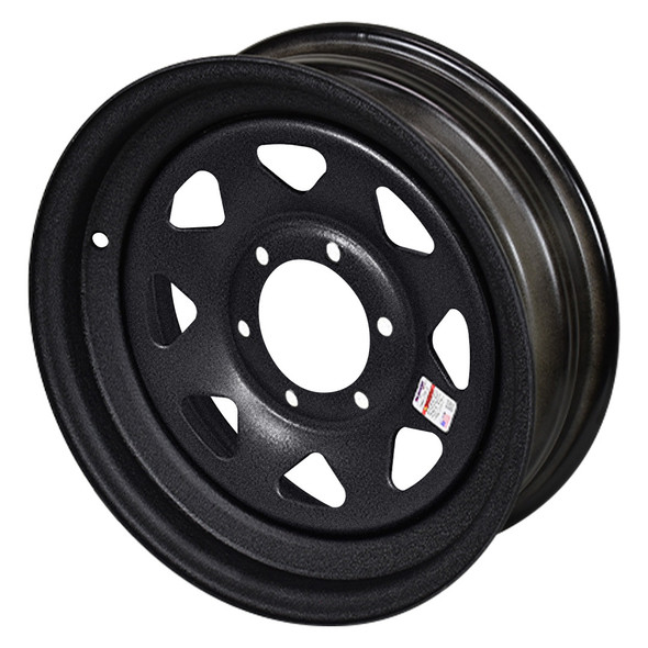 15X6 6-Lug on 5.5" Galvstar Spoke Trailer Wheel - Black Pebbled