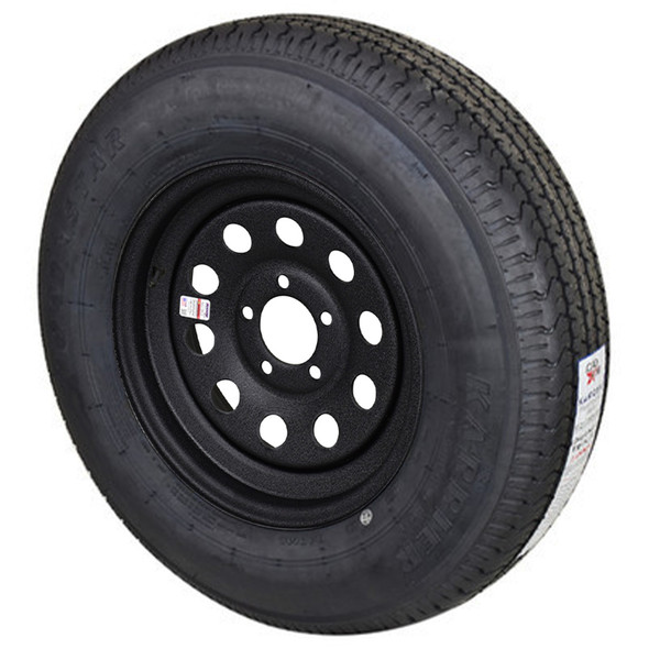 ST205/75R14 Loadstar Trailer Tire LRC on 5 Bolt Galvstar Mod Wheel - Black Pebbled