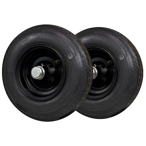 Log Splitter Wheel 4.80X8 GlobalTrax Tire LRC on Black Integral Wheel with 1” Bearings - 2 Pack