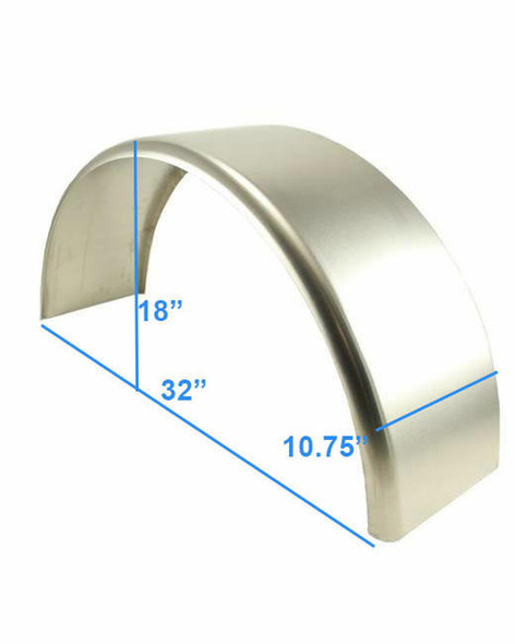 32x10-3/4 Smooth Aluminum Single Axle Round Trailer Fender - One Fender - BLEMISHED