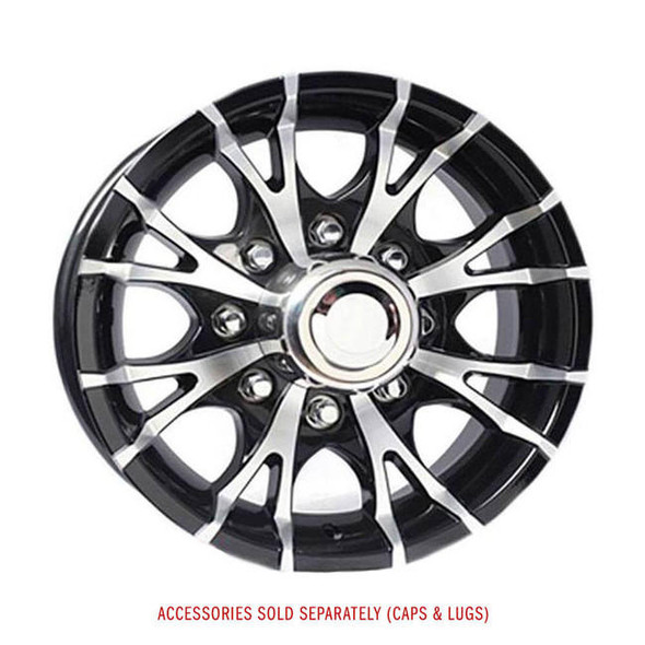 Sendel 16X6 8-Lug on 6.5" Aluminum T07 Trailer Wheel - Black - T07-66867BM