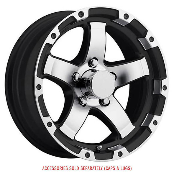 Sendel 13X5 5-Lug on 4.5" Aluminum T08 Trailer Wheel Black Inlay - T08-35545BMLS