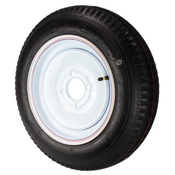 Kenda 4.80X12 Loadstar Trailer Tire LRC on 4 Bolt White Solid Wheel