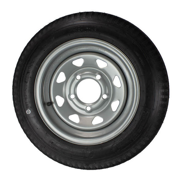Kenda 4.80X12 Loadstar Trailer Tire LRC on 5 Bolt Silver Spoke Wheel 
