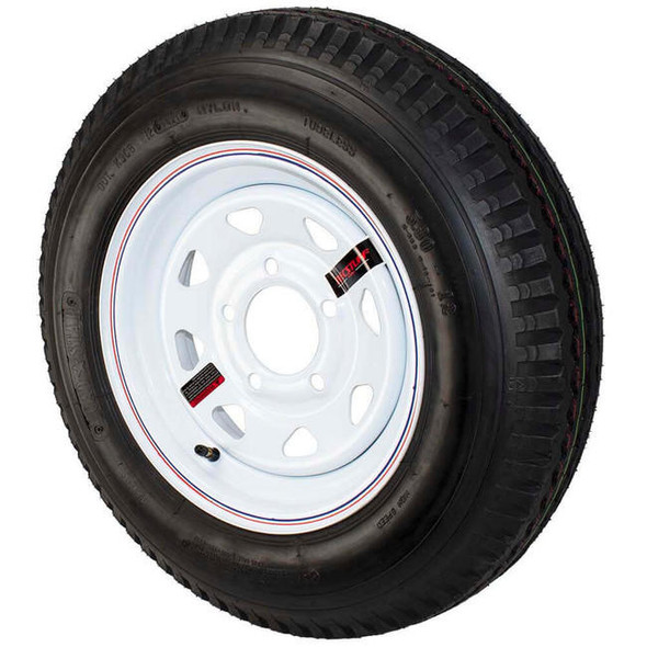 Kenda 5.30X12 Loadstar Trailer Tire LRC on 5 Bolt White Spoke Wheel