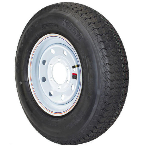 ST225/75D15 Loadstar Trailer Tire LRD on 6 Bolt White Mod Wheel