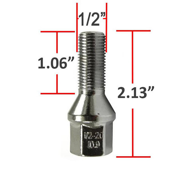 Chrome Trailer Lug Bolt 1/2" 20
