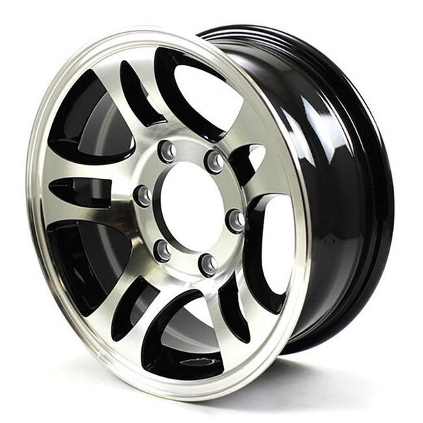 Sendel 15x6 6-Lug on 5.5" Aluminum T03 Trailer Wheel Black Inlay - T03-56655BM