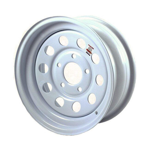 Dexstar 15x6 5 Bolt on 5" White Mod Trailer Wheel W/O Pinstripe