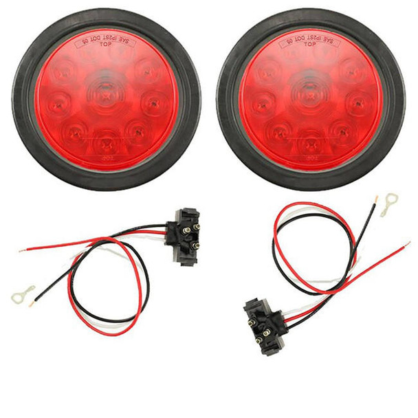 Maxem Trailer Brake light Kit 4" Round LED with Grommet & Wiring