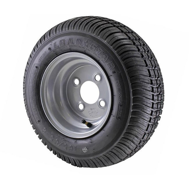 Kenda 16.5X6.50-8 Loadstar Trailer Tire LRC on 4 Bolt Silver Wheel