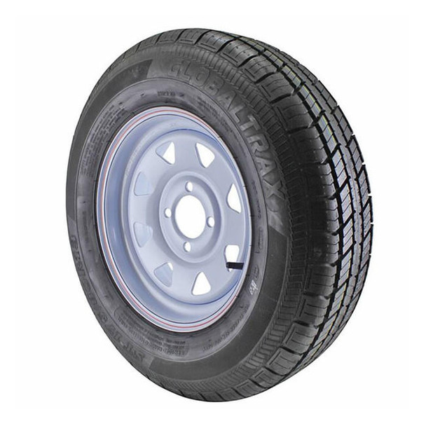 ST175/80R13 Globaltrax Trailer Tire LRC on 4 Bolt White Spoke Wheel-JG