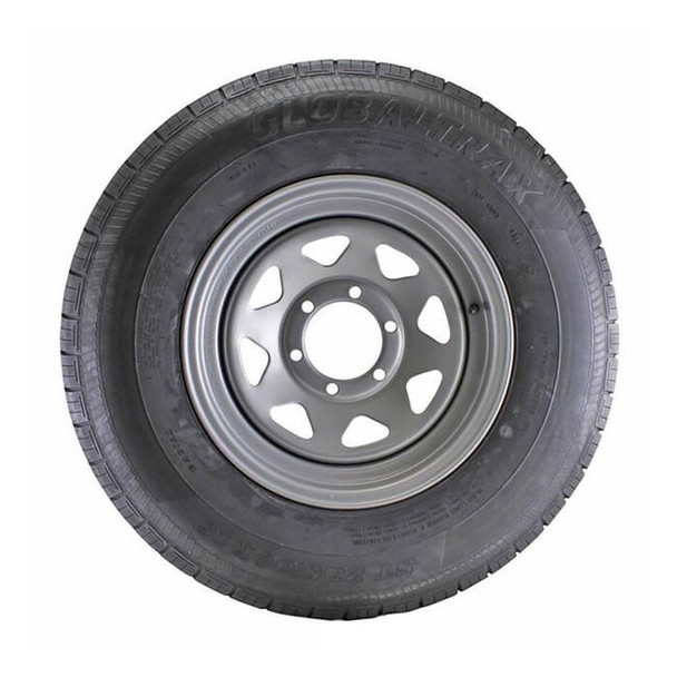 GlobalTrax ST235/80R16 Globaltrax Trailer Tire LRE on 6 Bolt Silver Spoke Wheel