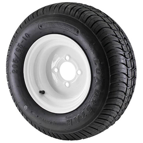 Kenda 20.5X8.00-10 Loadstar Trailer Tire LRE on 4 Bolt White Wheel