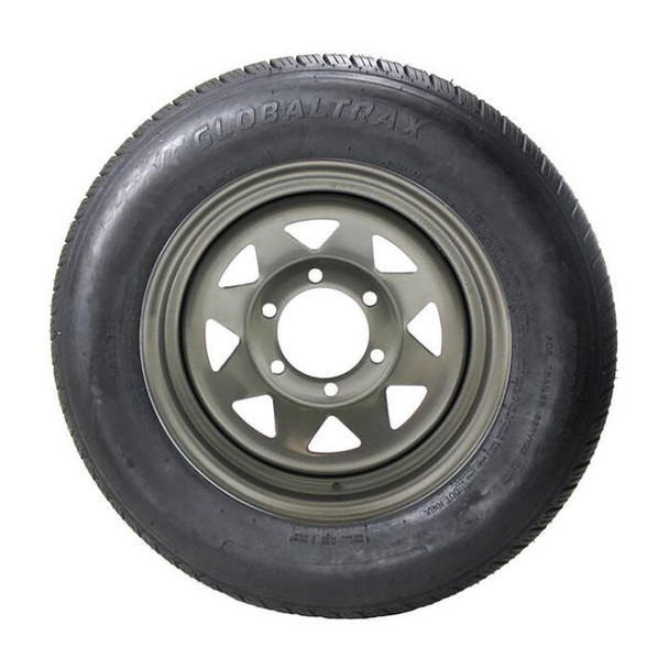 GlobalTrax ST225/75D15 GlobalTrax Trailer Tire LRD on 6 Bolt Silver Spoke Wheel