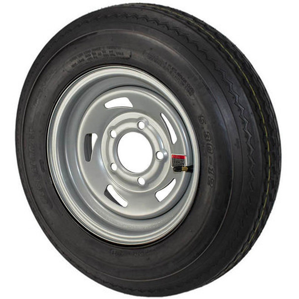 5.30X12 GlobalTrax Trailer Tire LRC on 5 Bolt Silver Blade Wheel-JG