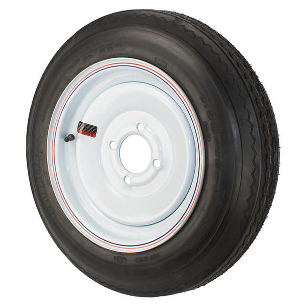 GlobalTrax 4.80X12 GlobalTrax Trailer Tire LRC on 4 Bolt White Solid Wheel