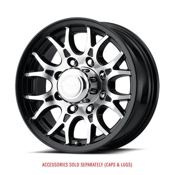 Sendel 16x6.5 8-Lug on 6.5" Aluminum T16 Trailer Wheel - Black Inlay - T16-665867BM