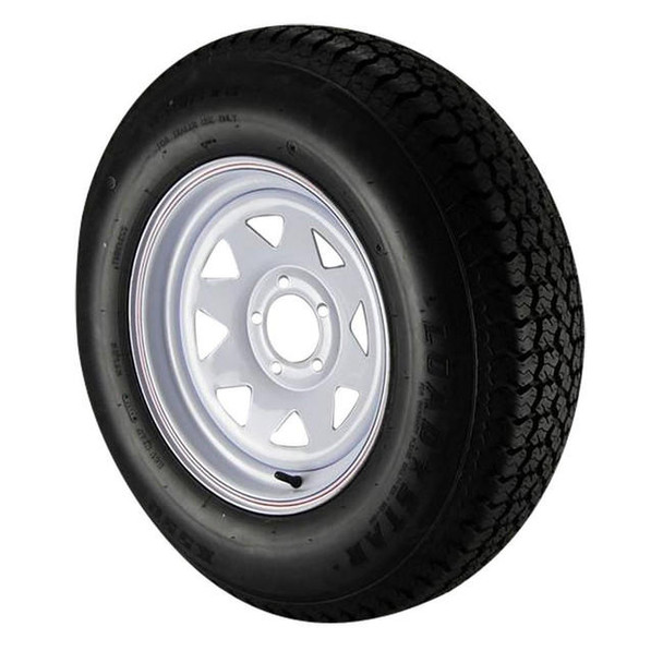 Kenda ST225/75D15 Loadstar Trailer Tire LRC on 5 Bolt White Spoke Wheel