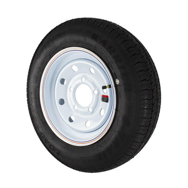 Kenda ST145/R12 Loadstar Trailer Tire LRD on 5 Bolt White Mod Wheel