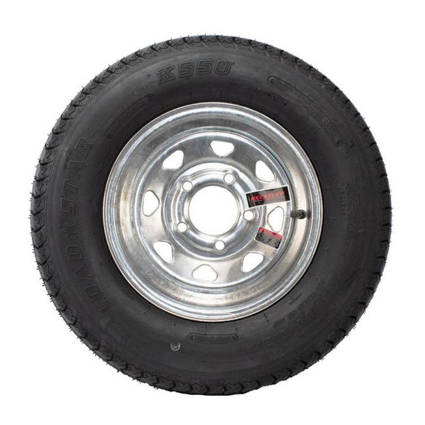 Kenda ST145/R12 Loadstar Trailer Tire LRD on 5 Bolt Galvanized Spoke Wheel