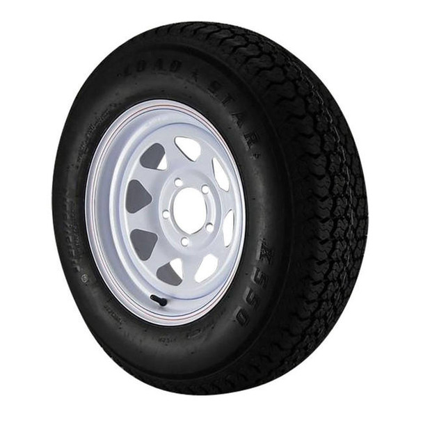 Kenda ST215/75D14 Loadstar Trailer Tire LRC on 5 Bolt White Spoke Wheel