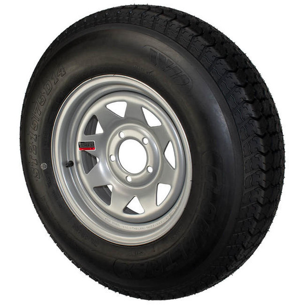 GlobalTrax ST215/75D14 GlobalTrax Trailer Tire LRC on 5 Bolt Silver Spoke Wheel