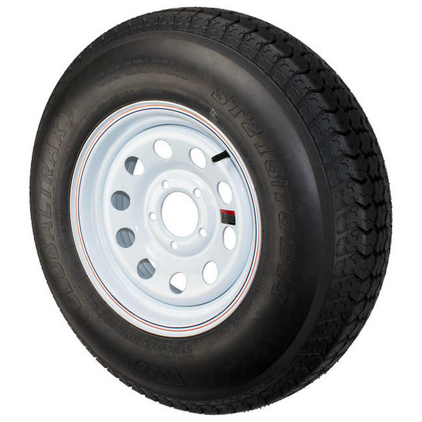 GlobalTrax ST215/75D14 GlobalTrax Trailer Tire LRC on 5 Bolt White Mod Wheel