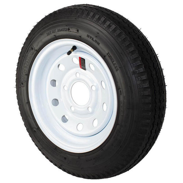 Kenda 4.80X12 Loadstar Trailer Tire LRC on 5 Bolt White Mod Wheel W/O Pinstripe