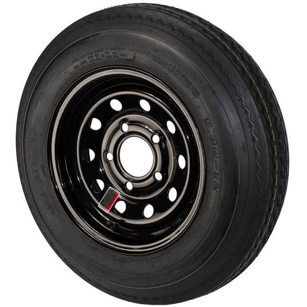 5.30X12 GlobalTrax Trailer Tire LRC on 5 Bolt Black Mod Wheel-JG