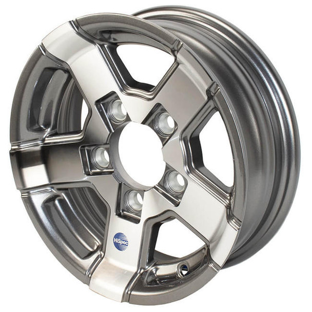 HiSpec 12X4 5-Lug on 4.5" Aluminum Series 07 Trailer Wheel - Gray Accent - 724545 - Blemished