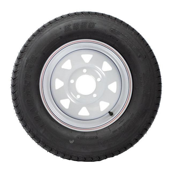 Kenda ST175/80D13 Loadstar Trailer Tire LRD on 5 Bolt White Spoke Wheel