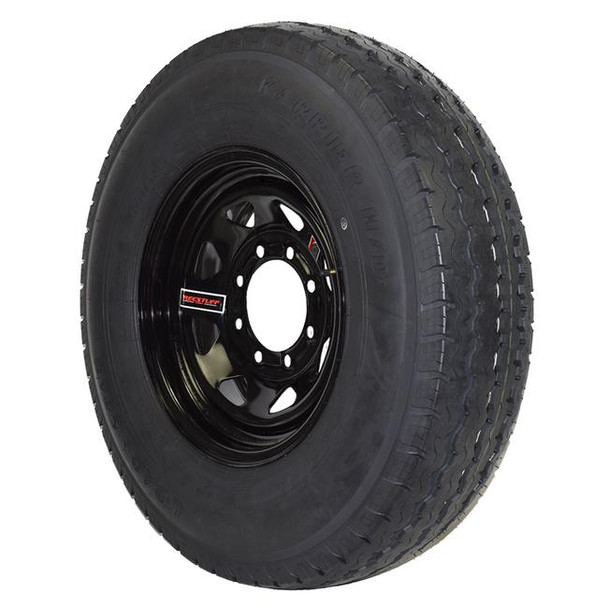 Kenda ST235/85R16 Loadstar Trailer Tire LRF on 8 Bolt Black Spoke Wheel