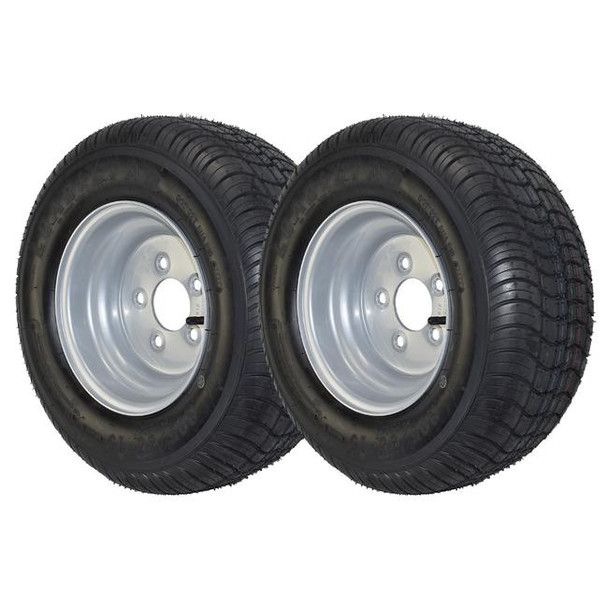 Kenda 2 Pack - 20.5X8.00-10 Loadstar Trailer Tire LRE on 5 Bolt Silver Wheel (Road Wheel Wheels)