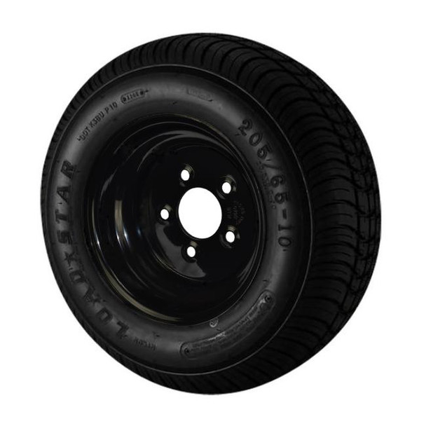20.5X8.00-10 (205/65-10) Kenda Loadstar LRE Trailer Tire on 5 Bolt Black Wheel - (RW)