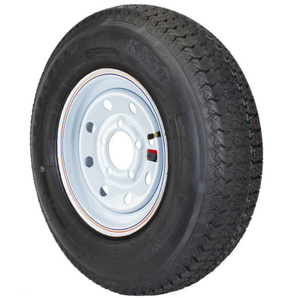 Kenda ST185/80D13 Loadstar Trailer Tire LRC on 5 Bolt White Mod Wheel