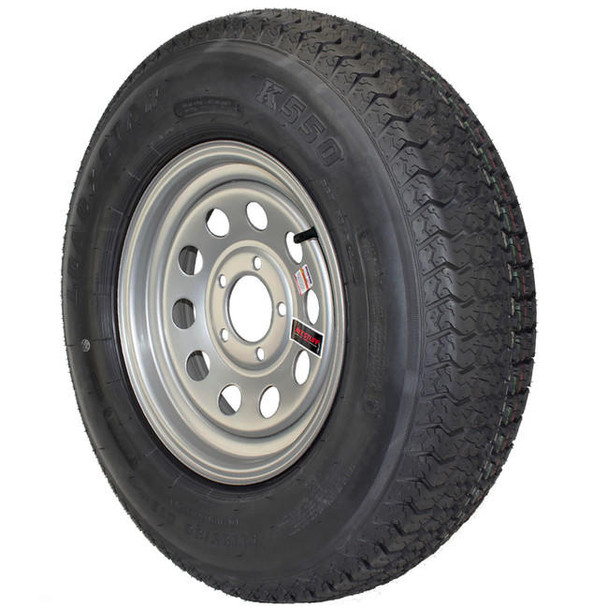 Kenda ST185/80D13 Loadstar Trailer Tire LRC on 5 Bolt Silver Mod Wheel