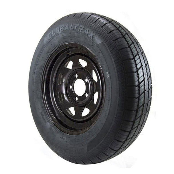 ST205/75R14 GlobalTrax Trailer Tire LRC on 5 Bolt Black Wheel