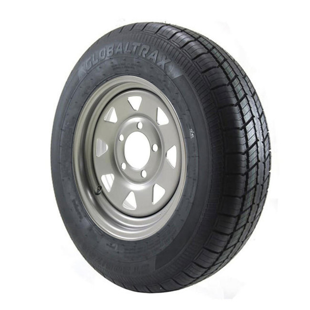 ST205/75R14 GlobalTrax Trailer Tire LRC on 5 Bolt Silver Wheel