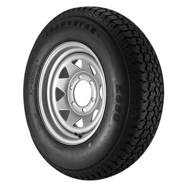 ST225/75D15 Kenda Loadstar Trailer Tire LRD on 6 Bolt Silver Wheel