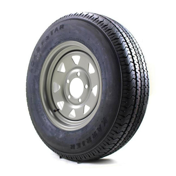 ST205/75R15 Loadstar Trailer Tire LRC on 5 Bolt Silver Wheel