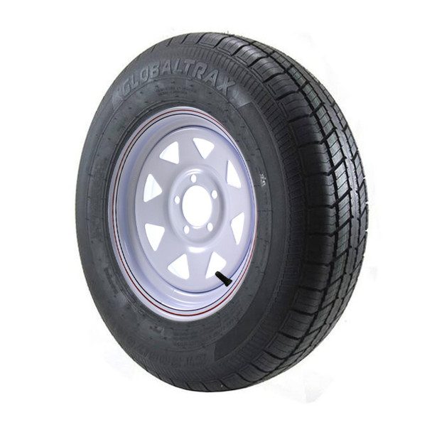 ST205/75R15 GlobalTrax Trailer Tire LRC on 5 Bolt White Spoke Wheel (TM)