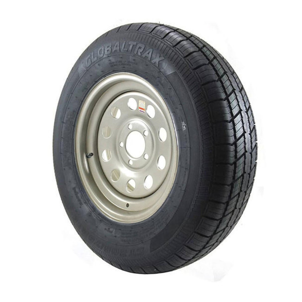 ST205/75R15 GlobalTrax Trailer Tire LRC on 5 Bolt Silver Mod Wheel (JG)