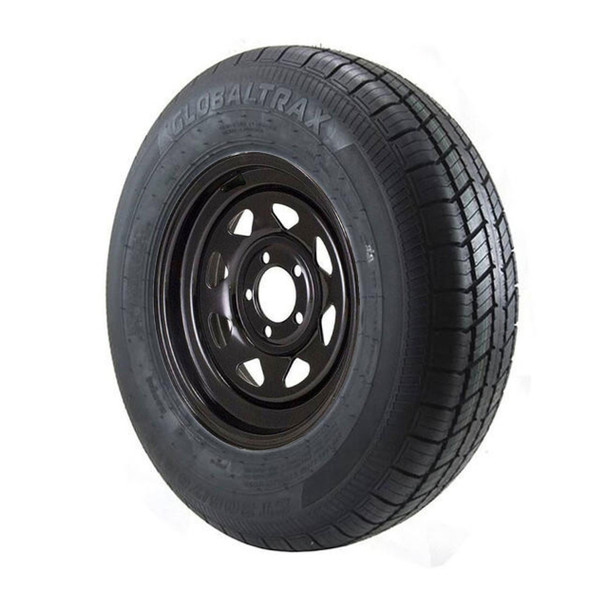 ST205/75R15 GlobalTrax Trailer Tire LRC on 5 Bolt Black Spoke Wheel (DEX)